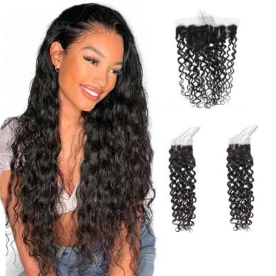 China Wholesale ZSF Water Wave Hair Extension 5*5 Lace Up Closure 100% Indian Virgin Cuticle Aligned Human Hair Hair For Black Women for sale