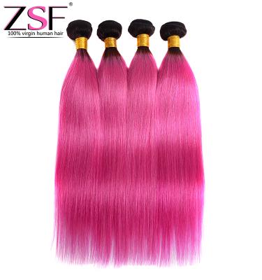 China Wholesale Raw Silky Straight 100% Peruvian Virgin Human Hair Unprocessed Cuticle Aligned Hair Extensions Ombre 1b/pink Straight Hair Bundles for sale