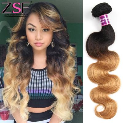 China Best Selling Raw Body Wave ZSF Ombre Body Wave Hair Brazilian Vigrin Braiding Cuticle Aligned Hair Bundles Hair Extensions for sale