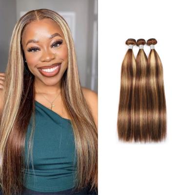 China ZSF Silky Straight Wave Hair Bundles Wholesale Silky Straight Highlight #4/27 Colored Hair Bundles Brazilian Virgin Hair For Black Women for sale