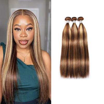 China ZSF Silky Straight Wave Hair Bundles Wholesale Bundles Silky Straight Highlights #4/27 Colored Human Hair Brazilian Virgin Hair For Black Women for sale