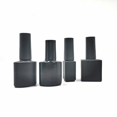 China Free Sample 5ml 7ml 9ml 10ml 11ml 13ml 14ml 17ml Personal Care Frosted Matte Black UV Gel Nail Polish Empty Glass Bottle With Brush for sale