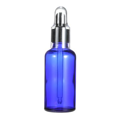 China Custom Blue Frosted High Quality Personal Care Serum Eye Hair Oil Dropper Glass Bottles 10ml 15ml 20ml 30ml 50ml 100ml for sale