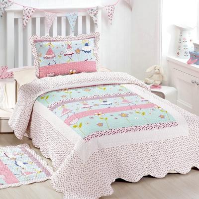 China Lovely Patchwork Children Girl Kids Girl Bedroom Bedding Set Anti-static Printed Cute Quilt for sale