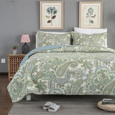 China Plain Printed Chinese Frenum Herb Cotton Fabric Quilted Bedspread for sale