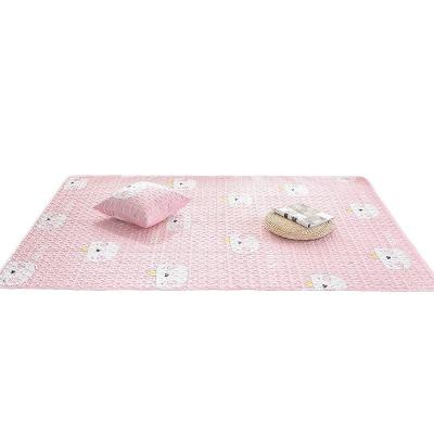 China Washable Cute Mischievous Printed Cotton Quilted Anti Slip Floor Mat for sale