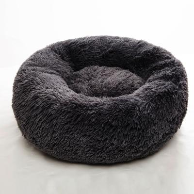 China Wholesale Custom Made Luxury Soft Plush Donut Pet Bed Warm Cushion Sofa Cat Dog Bed Breathable for sale