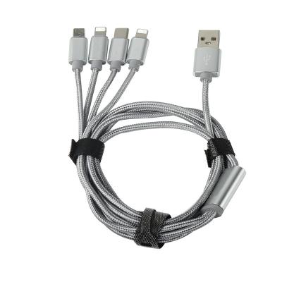 China MP3/MP4 Player 4 In 1 Nylon Braided Cable Mirco USB Type C 2.4A for sale