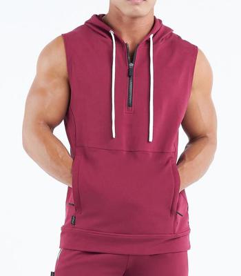 China Muscle QUICK DRY Fit Gym Hoodie Sleeveless Sports Wear Cotton Hoodie With Pocket for sale