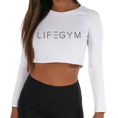 China wholesale Anti-Wrinkle Fitness Female Sports Culture T-shirt Women Sports Workout Crop Top Long Sleeve for sale