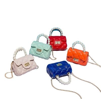 China High Quality Factory Colorful Exquisite Jelly Bag Chain Small Cross - Body Handbag With Pearl Handle for sale