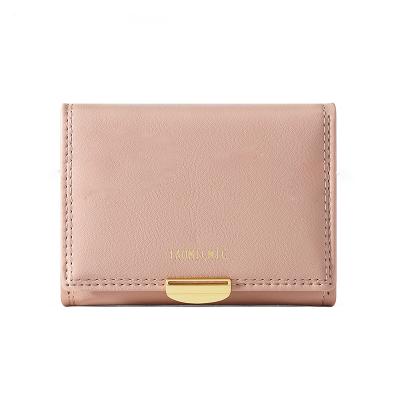 China Fashion OEM Anti-theft PU Leather Wallet Portable Card Holder Ladies Pinch Mini Short Casual Wallets for sale