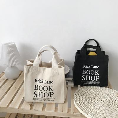 China Wholesale High Quality Small Women Tote Bag Outdoor Letter Printing Friendly Reusable Canvas Bag for sale