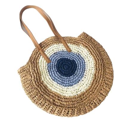 China New Straw Women Summer Beach OEM High Quality Bag Color Natural Pure Hand Knitting Quilting Bag for sale