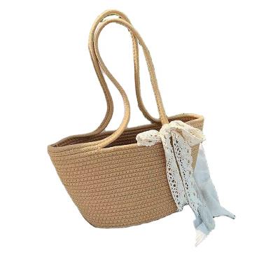 China 2021 Custom Made High Quality Summer Tote Cotton Shoulder Handbag Wholesale Women Bucket Beach Handbag for sale