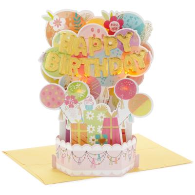 China Europe Custom Luxury 3D Pop Up Happy Birthday Cards Gift Paper Greeting Cards for sale