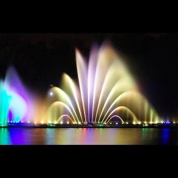 China Modern Moroccan Colorful Lighted Musical Pool Floating 3 Peacock Beaks Fountain Price for sale