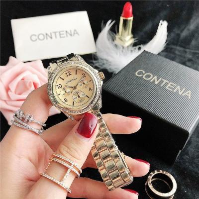 China Diamond Gold Women Watch Fashion Business Watch Ladies Casual Wristwatches Top Luxury Stainless Steel Women's Brand Watch for sale