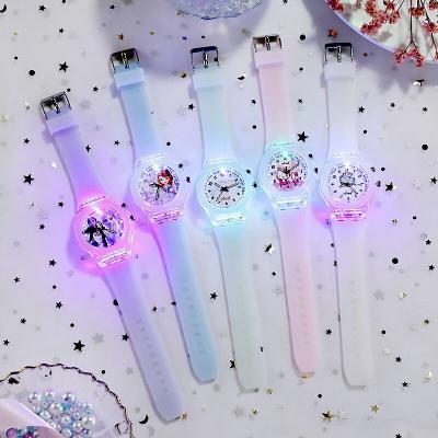 China LED Cartoon Wristwatches Elsa Jelly Watch Girls Kids Watches Cute Children's Luminous Rubber Cartoon Wristwatches Gifts For Children Girl Clock for sale