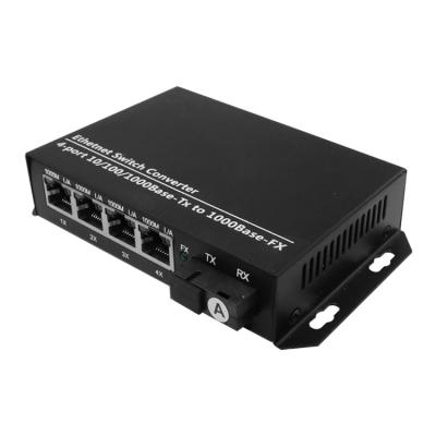 China FTTH FTTH/FTTB/FTTX 4 Port Ethernet RJ45 Transceiver Fiber Optic 100M Mini Media Converter for sale