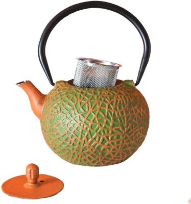 China Olive Orange Cast Iron Teapot viable 800 ml for sale