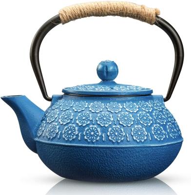 China Sustainable Cast Iron Teapot, Japanese Tetsubin Tea Kettle (900ml, Dark Blue) for sale