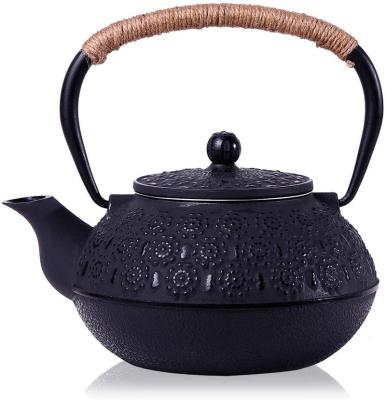 China Sustainable Cast Iron Teapot, Japanese Enamel Craft Cast Iron Tea Kettle with Stainless Steel Strainer Infuser, Enamel-Coated Interior for sale