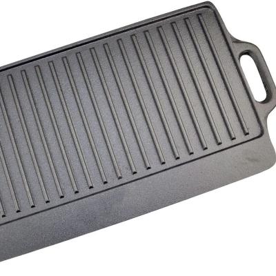 China Reversible Non-Stick Cast Iron Griddle Pan Double Sided Plate Sustainable for BBQ and Hob Cooking with Non-Stick Ridged for sale