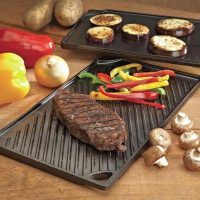 China 42.55 x 24.13 cm workable/rectangular reversible grill/pre-seasoned cast iron griddle 16.75 x 9.5 inches for sale