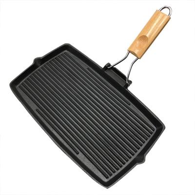 China Sustainable Griddle Pan Grill with Folding Handle, Cast Iron for sale