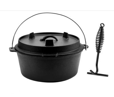 China Metal Pre-seasoned 9 Quart Cast Iron Dutch Oven with Outdoor Deep Lid Tool Camp Pot and Lid Lifter for sale