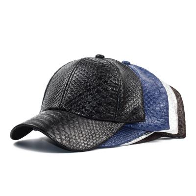 China Fashion JOINT JOINT Crocodile Grain 6-Panel Baseball Hats Leather Hats for sale