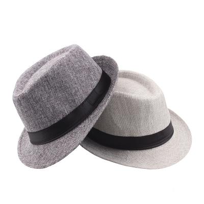 China Canvas Summer Fedora Hats With Ribbon JOINT Jazz Hat Roll Up Brim Panama Hat for sale