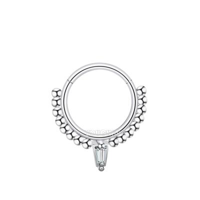 China FASHIONABLE G23 Titanium Hinged Segment Septum Ring With Small Balls Nose Circle Body Piercing Jewelry for sale