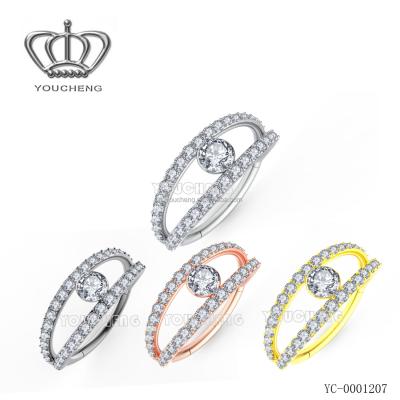 China ASTM F136 Cute Titanium Hinged Segment Ring CZ Gems Segment Clicker for sale