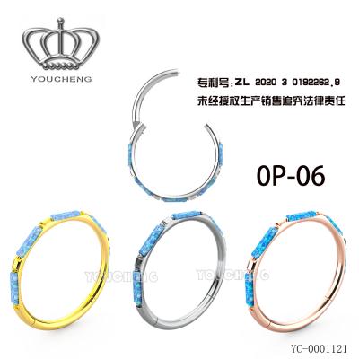 China Cute Titanium Clicker Ring Septum Piercing Opal Hinged Ring Segment Ring for sale