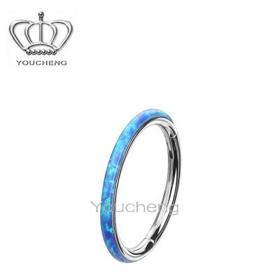 China Cute Titanium Hinged Ring Opal Hoop Ring Body Piercing Jewelry ASTM F136 Segment for sale