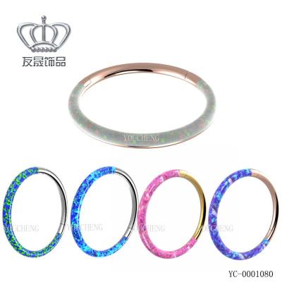 China CLASSIC Top Selling 316L Stainless Steel Surgical Body Jewelry Hinged Segment Ring With Front Opal for sale