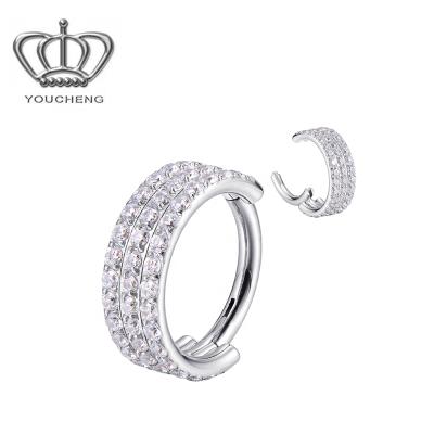 China New FASHIONABLE 316L CZ Higned Surgical Steel Ring Segment Clicker Piercing for sale