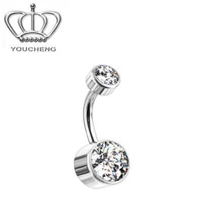 China Cute ATSM F136 Titanium Bezel CZ Titanium Belly Button Rings for sale