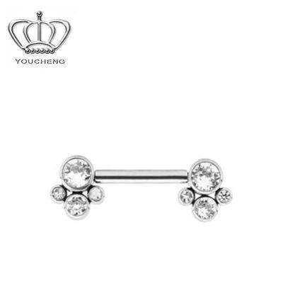 China CLASSIC CZ Titanium Front Group Internally Threaded Nipple Barbell for sale