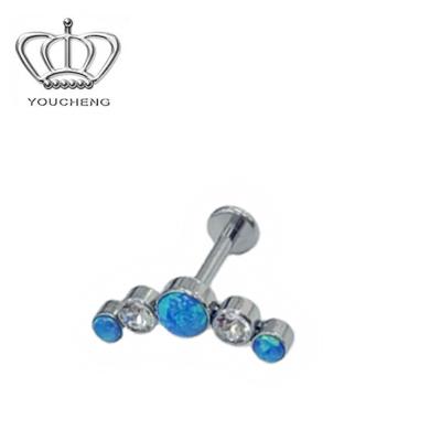 China CLASSIC ASTM F136 Titanium Internally Threaded Labret Piercing Opal Tops Flat Disc for sale