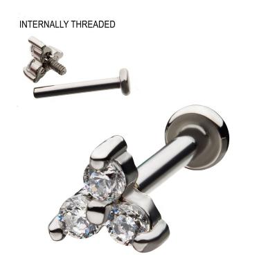 China G23 ASTM F136 Cute Titanium Internal Threaded Flat Back Tragus Earring Labret Stud for sale