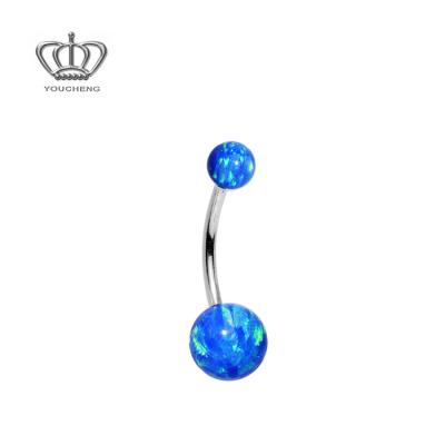 China 316L Stainless Steel Cute Opal Belly Button Ring Synthetic Piercings for sale