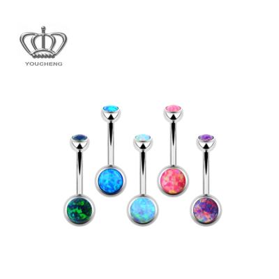 China 316L Stainless Steel 8mm Cute Synthetic Opal Belly Ring for sale