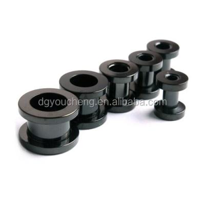 China Titanium Anodized Ear Expander Screw On Black Ear Tunnel Gauge Ear Piercing Plug for sale