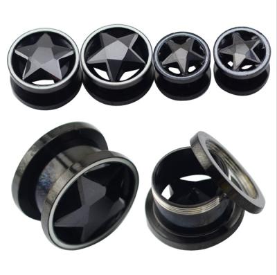 China Black Plated Stainless Steel Ear Gauge Ear Tunnel Plug Large Ear Tunnel Measurements for sale