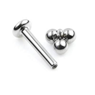 China 316L Titanium Stainless Steel Labret With 3balls Body Jewelry for sale