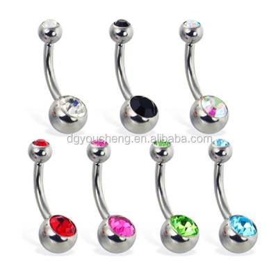 China Stainless Steel 316L Stainless Steel Belly Button Ring / Luminous Fake Eye Navel Ring for sale