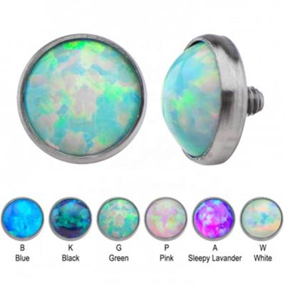 China Titanium Bezel Set Synthetic Opal Disc Threaded Ends for sale